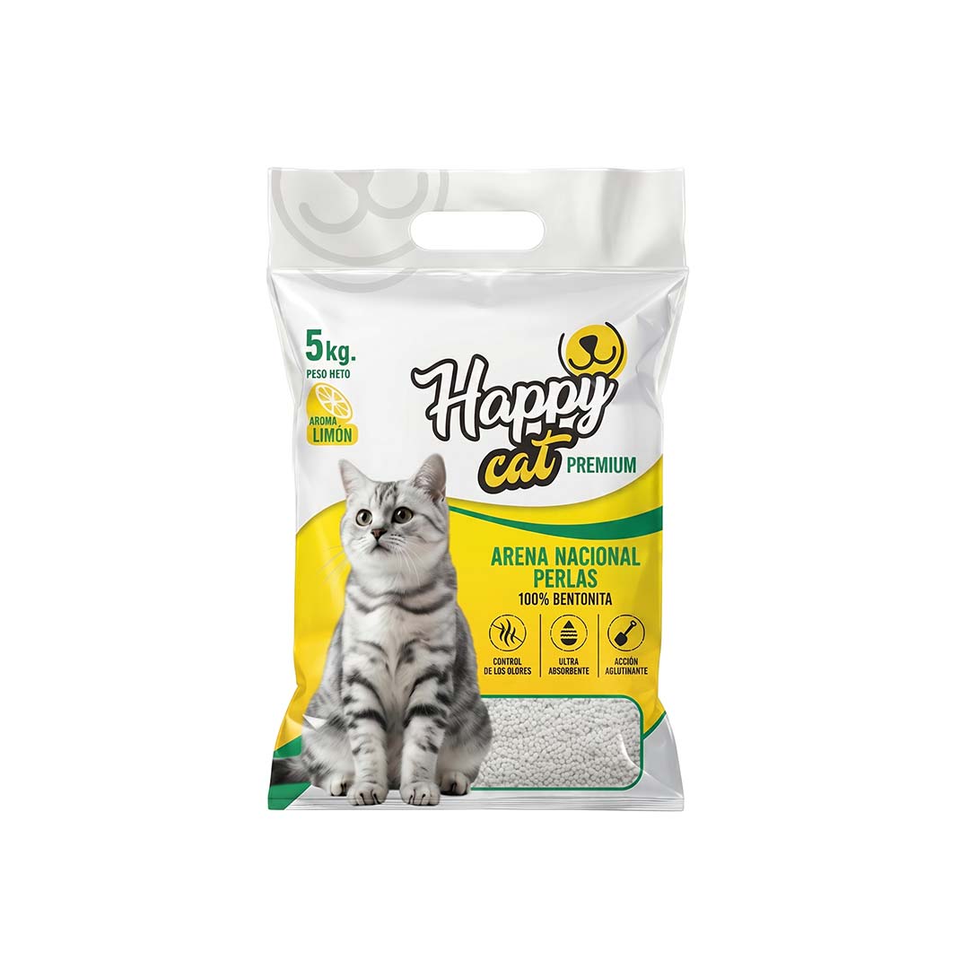Arena Happy Cat Premium Perlas de Bentonita Limón/N - Imagen 1